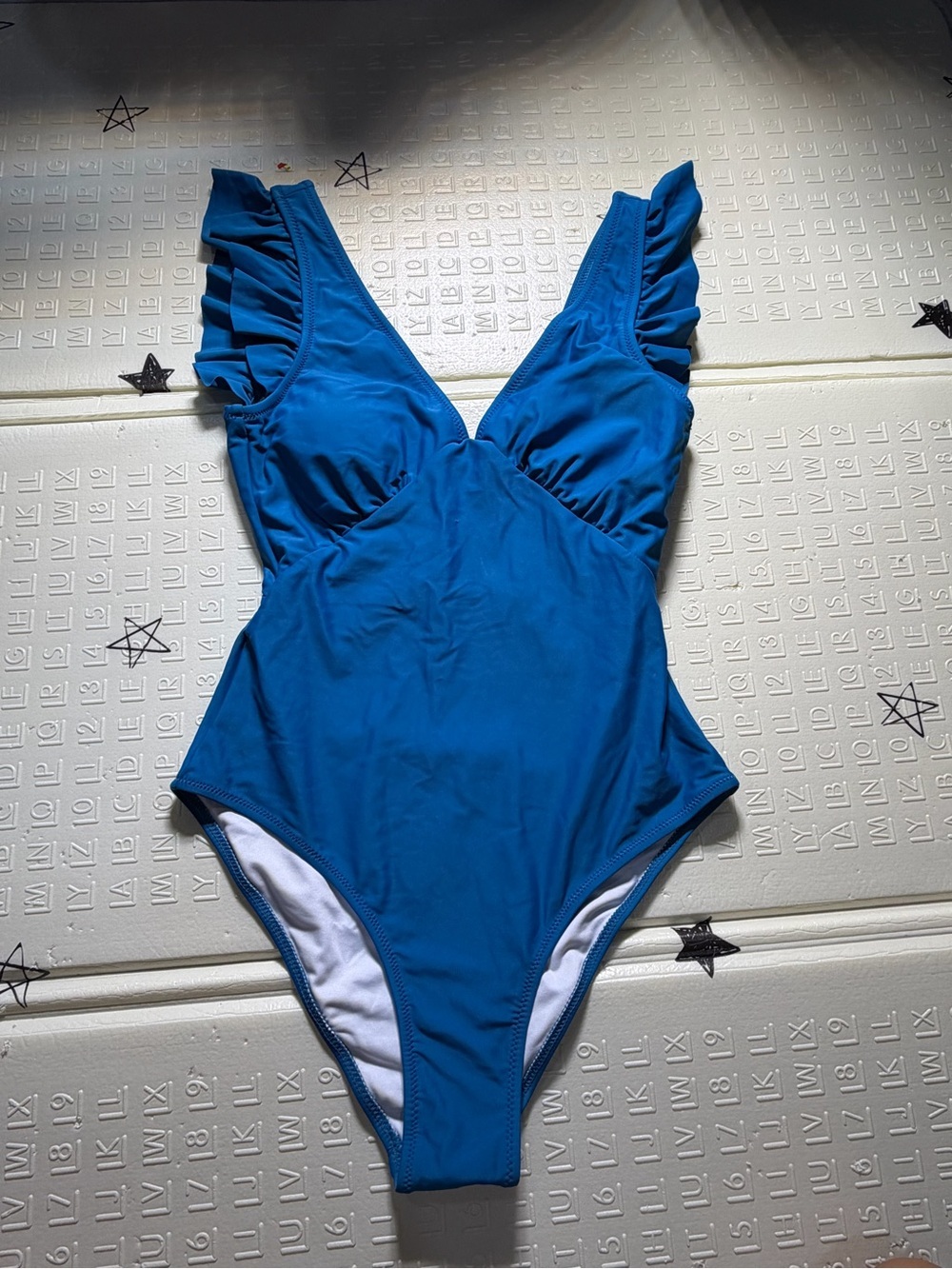 Cupshe Bright Blue Ruffle-Shoulder One-Piece Swimsuit